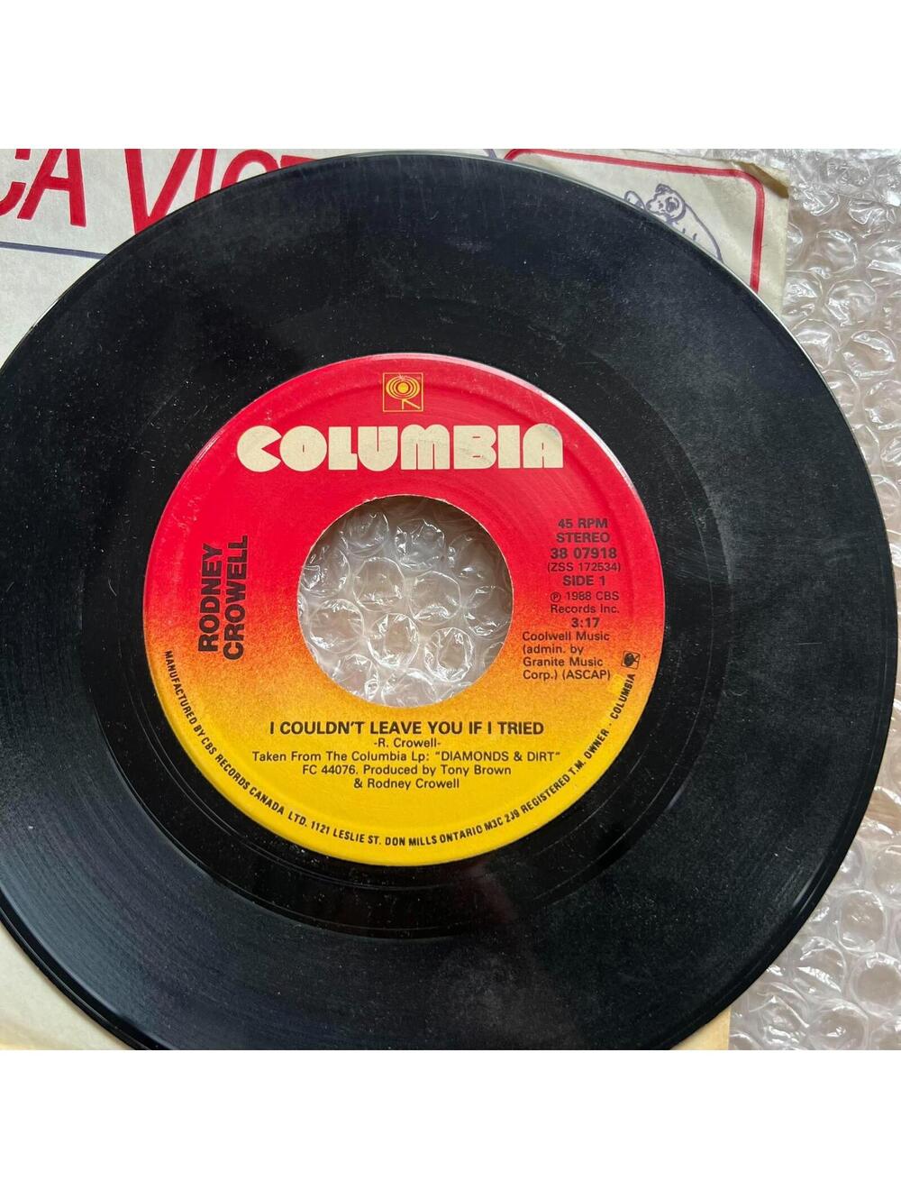 Rodney Crowell – I Couldn't Leave You If I Tried 45rpm 7' Vinyl Record R86